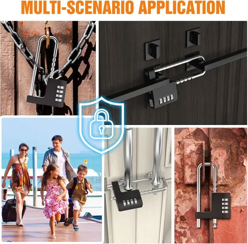 Vista 7 de Cerradura de gabinete con combinación, cerradura de armario de combinación ajustable en forma de U para armario de gimnasio, armario, vallas, Negro