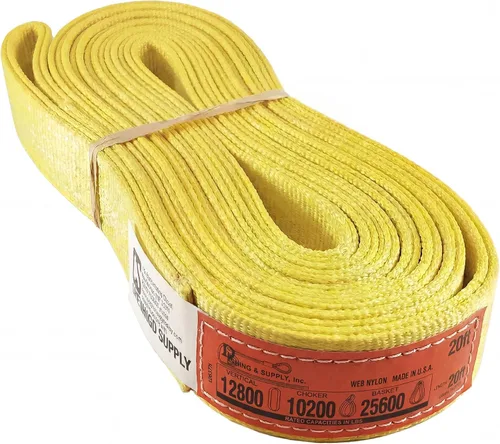Vista 12 de DD Sling (fabricado en Estados Unidos) de 1 pulgada y 2 pulgadas de ancho por 4 pies a 12 pies de longitud en el listado, 2 capas, eslingas