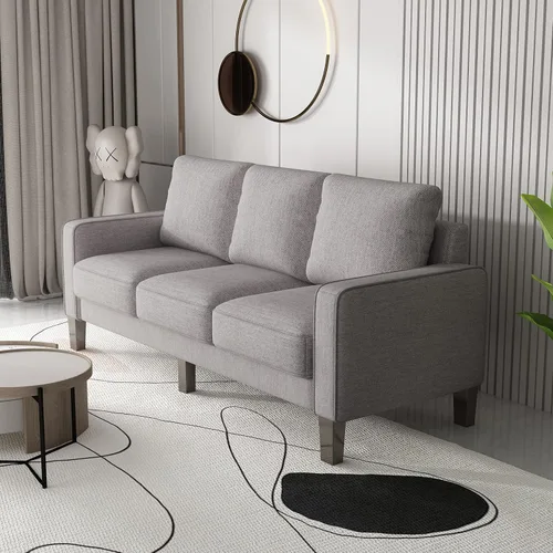 Vista 2 de Harper & Bright Designs Sofá de almacenamiento de 3 asientos, moderno sofá tapizado cómodo con almacenamiento oculto y patas de madera para espacio