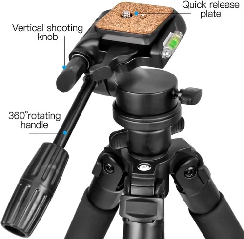 Vista 3 de Gosky Trípode - Trípode portátil de viaje para telescopios de visión, binoculares, videocámaras o cámaras SLR (Pro (61 pulgadas)