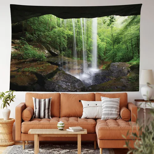 Vista 42 de Ambesonne Tapiz de hongos, atmósfera psicodélica, escena astral estrellada con motivos orientales trippy, decoración de tela para colgar en la pared