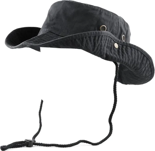 Vista 5 de The Hat Depot - Sombrero de safari, de algodón lavado a la piedra, de ala ancha, plegable, doble cara y sombrero de pesca