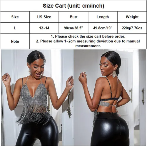 Vista 7 de Ingemark Brillante Rhinestone Fishnet Halter cadena larga borla sujetador cuerpo joyería