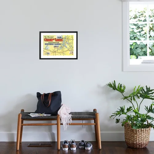 Vista 3 de AllPosters Póster decorativo para pared con mapa de Chain O'Lakes, Illinois sobre marco negro, 18 x 12 pulgadas