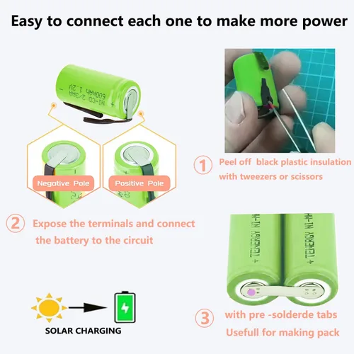 Vista 2 de AA Ni-Cd 1.2V 2/3AA 600mAh Batería Recargable - 6pcs Verde