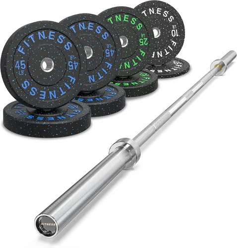 Vista 23 de HANDBODE Olympic High-Bounce Bumper Plates Bench Press Barbell Weights Set 2 - Inch, 10-55 lb Rubber Weight Sets for Home Gym, Strength Training