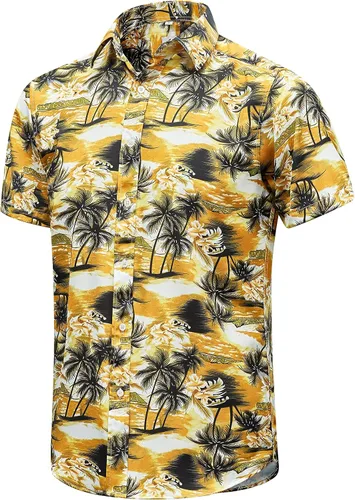 Vista 56 de EUOW - Camisas hawaianas para hombre de manga corta con botones, estampadas para la playa y el verano