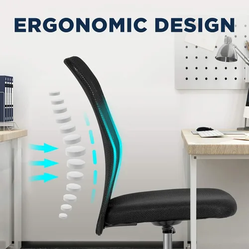 Vista 5 de Silla de oficina ergonómica – Silla de computadora con respaldo medio con altura ajustable, moderna giratoria sin brazos, soporte de espalda