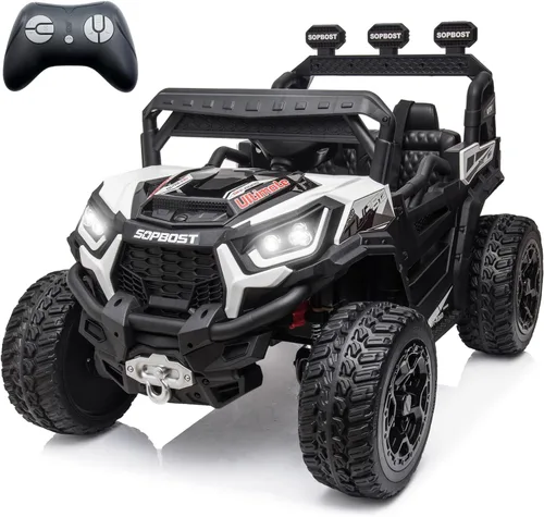 Vista 11 de Sopbost vehículo utilitario 24 V premium 4x4 con control remoto para niños, camión eléctrico todoterreno con neumáticos de goma EVA, cambio entre