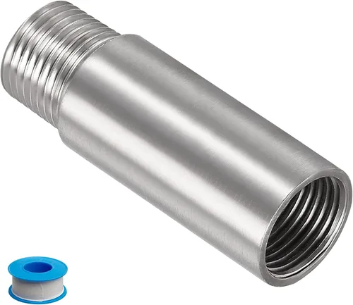 Vista 15 de Brazo de extensión de cabezal de ducha, 1.2 pulgadas 1/2PT macho a 1/2PT hembra rosca 304 acoplador de montaje de tubería de acero inoxidable