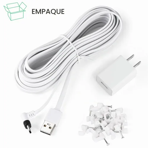Vista 7 de Cable de alimentación de 25 pies compatible con cámara de seguridad Arlo Essential 2K para exteriores (2ª generación), cable de carga plano, cable