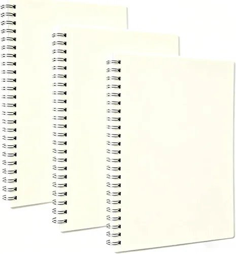 Vista 8 de Smilo Paquete de 1 cuaderno en espiral A5 en blanco de 160 páginas con tapa dura transparente de 100 GSM, papel grueso para bocetos, escritura