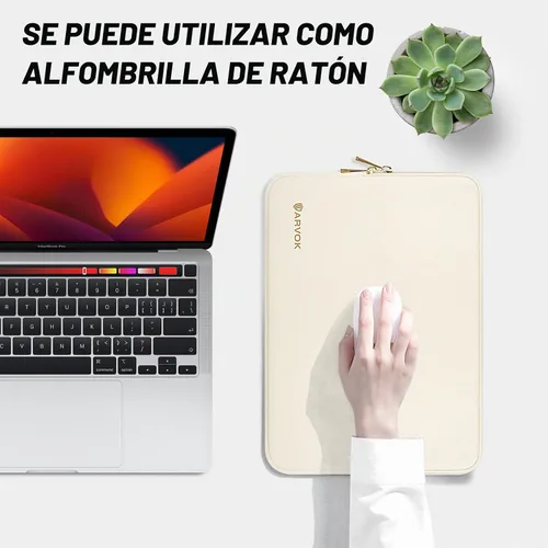 Vista 5 de ARVOK Funda para laptop, funda impermeable para MacBook Air MacBook Pro, bolsa de transporte para computadora Blanco