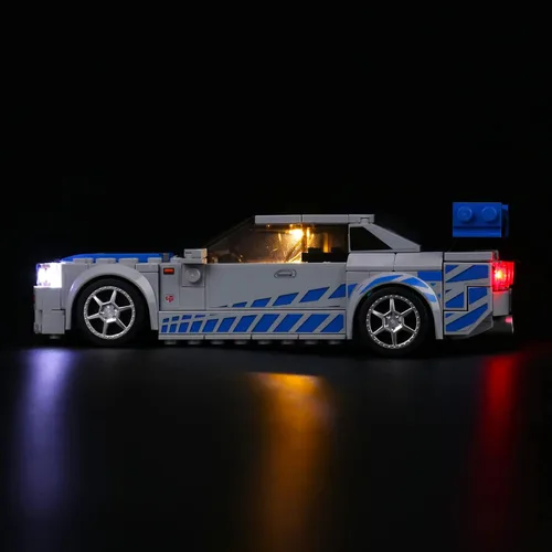Vista 9 de VONADO Kit de luz LED compatible con Lego Fast and Furious Cars 76917, iluminación de bricolaje compatible con Nissan Skyline GT-R (R34) Lego 76917