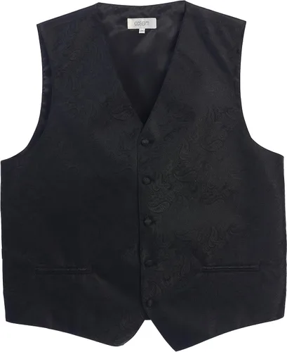 Vista 3 de Gioberti Chaleco formal de cachemira de 4 piezas para hombre, corbatín y pañuelo de bolsillo Negro B