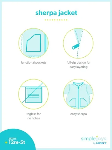 Vista 4 de Simple Joys by Carter's Baby Toddler Girls' Hooded Sherpa Jacket