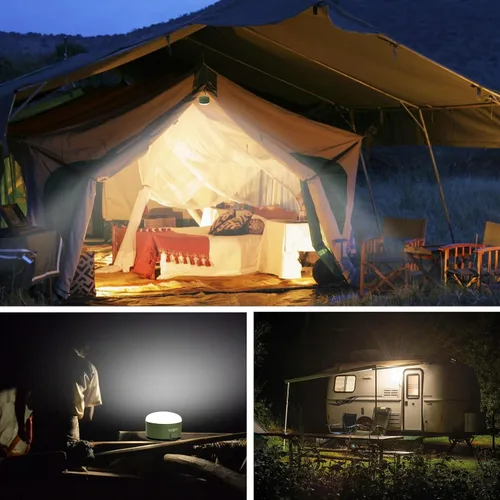 Vista 6 de Luz de campamento recargable de 3000 mAh, 2000 lm, cálida/blanca/naturaleza/SOS, 4 modos de brillo, ajuste continuo, linterna de campamento, luz