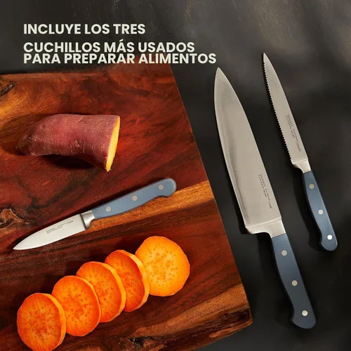 Vista 3 de Chicago Cutlery Halsted - Juego de cubiertos y bloques de madera, asas ergonómicas y juego de cubiertos de chef profesional de acero inoxidable