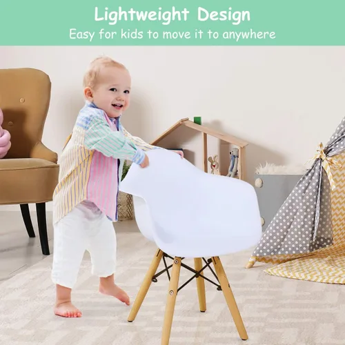 Vista 4 de Costzon Juego de mesa y silla para niños, juego de mesa de estilo moderno de mediados de siglo con sillones para niños pequeños, juego de mesa