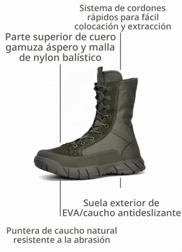 Vista 3 de XPETI Botas militares tácticas Assault LT de 8" para hombre Verde (Ranger Green)