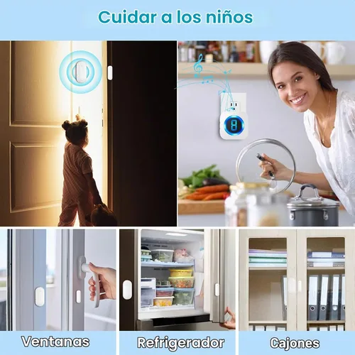 Vista 5 de SURFOU Timbre de sensor de puerta inalámbrico para el hogar - 2 sensores +