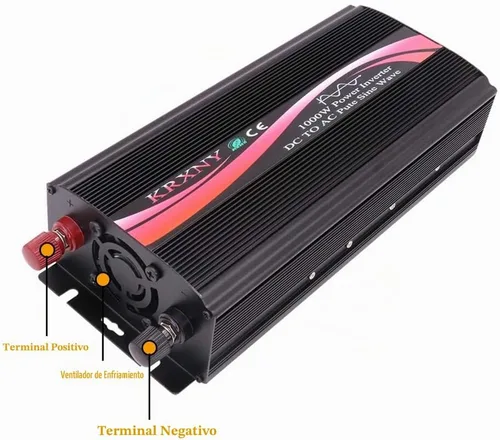 Vista 3 de Convertidor de inversor de corriente de coche de onda sinusoidal pura de 1000 vatios 12 V CC a 110 V 120 V CA 60 Hz con pantalla LED
