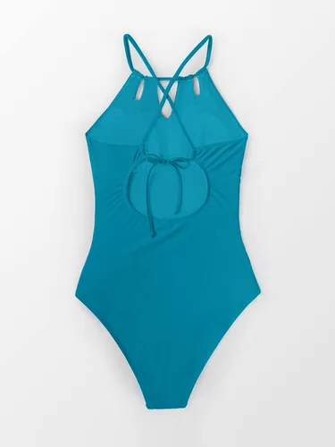 Vista 6 de Cupshe - Traje de baño de una pieza para mujer, de cuello alto, control de abdomen, traje de baño
