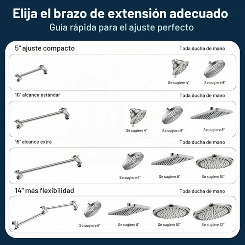 Vista 7 de BRIGHT SHOWERS Brazo extensor de ducha de latón para cabezal de ducha de lluvia y de mano, brazo de extensión de cabezal de ducha universal de 5