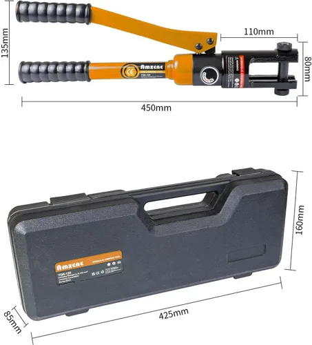 Vista 5 de AMZCNC Herramienta de crimpadora de cable hidráulico 12 toneladas 8AWG-4/0AWG 9 troqueles Kit