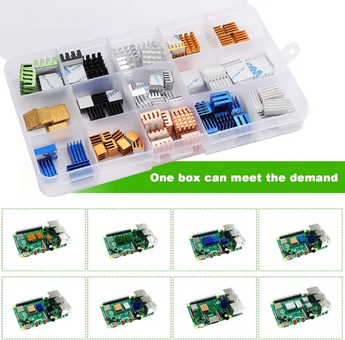 Vista 6 de 78 unidades de disipador de calor Raspberry Pi 4b, disipador de calor de aluminio Raspberry Pi con cinta adhesiva conductora térmica para Raspberry