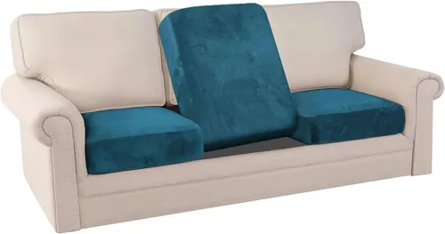 Vista 45 de PrinceDeco Fundas de cojín para sofá, funda elástica y lavable, funda de cojín ajustable de tela de terciopelo antideslizante, protector de muebles