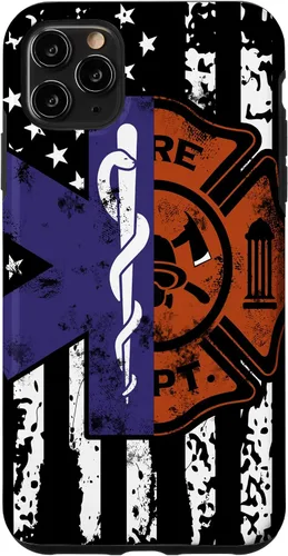 Vista 13 de EMT Firefighter Fire Rescue EMT - Funda de regalo con bandera americana para iPhone 17