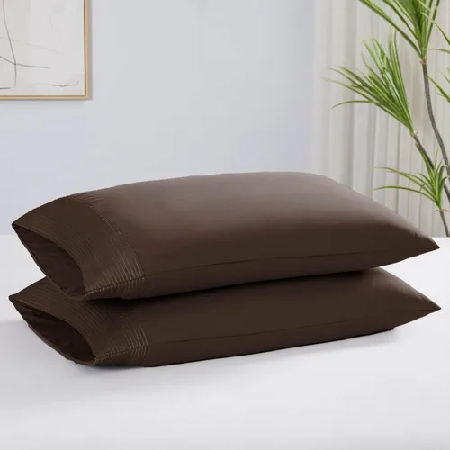 Vista 46 de Southshore Fine Linens® - Vilano® Springs - Par de fundas de almohada plisadas, color negro, estándar (Queen)