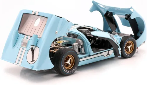 Vista 4 de 1966 Ford GT 40 MK II RHD (volante a la derecha) #1 Millas azul claro - Hulme Le Mans 1/18 modelo de auto fundido a troquel por Shelby Collectibles