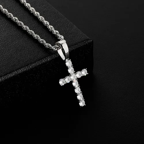 Vista 6 de Cross Necklace for Women 18K Gold Plated Iced Out CZ Crucifix Cross Necklace for Men Dainty Mens Faith Pendant