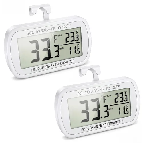 Vista 8 de Termómetro de refrigerador resistente al agua, termómetro digital para congelador, función de registro Max/Min, pantalla LCD grande y parte trasera