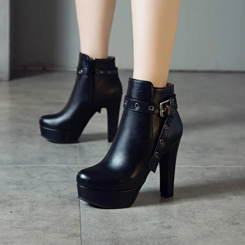 Vista 68 de Scaoruki Zapatos de otoño de moda para mujer, botines de tacón de bloque