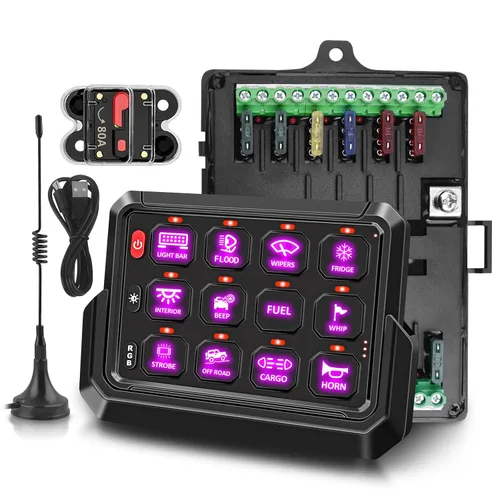 Vista 15 de Chelhead Panel de interruptor Bluetooth de 6 bandas, panel de interruptor de barco con disyuntor IP 65, impermeable, estroboscópico de flash