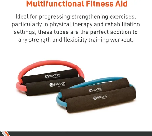 Vista 2 de Body Sport Loop Tubing , Resistance Band with Foam Pad Handles for Strength Training and Rehabilitation
