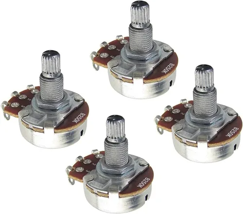 Vista 7 de FLEOR Potenciómetro cónico de audio con eje de 0.709 in, 4 piezas, tamaño completo, para guitarra, A250K