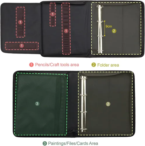 Vista 5 de Carpeta de almacenamiento troquelada para sellos y plantillas, organizador de plantillas con hojas magnéticas y bolsillo de almacenamiento