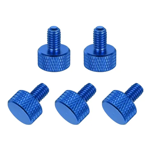 Vista 41 de MECCANIXITY 5 piezas M6x14mm Tornillos de pulgar estriado de cabeza plana, pernos de rosca completa de aleación de aluminio sólido para carcasas