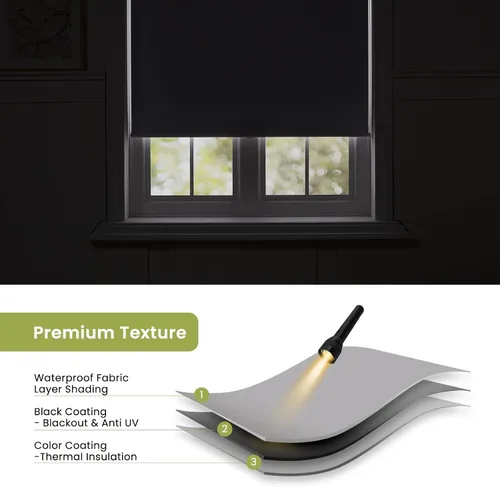 Vista 2 de Persianas enrollables inalámbricas para ventanas, 100% opacas, con aislamiento térmico, protección UV, persianas para ventanas, persianas