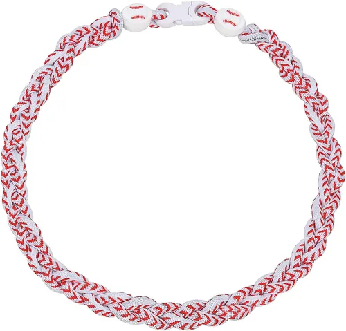 Vista 26 de Collar de béisbol de 18 pulgadas, regalos de goteo de béisbol, collares deportivos de tres trenzas, collares de titanio Tornado de cuerda deportiva