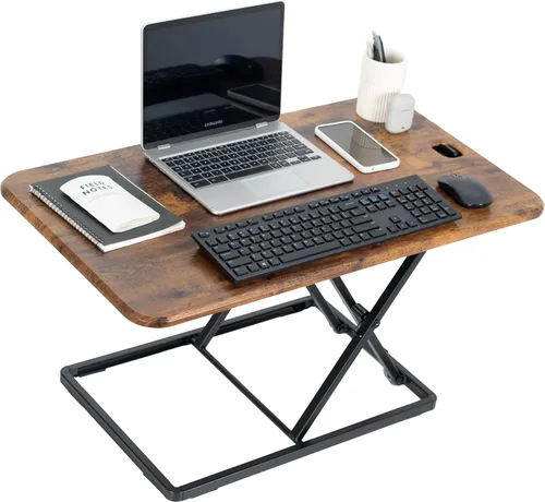 Vista 10 de VIVO Desk-V001J - Elevador de escritorio de pie ajustable en altura superior, ultra delgado, convertidor de escritorio compacto para monitor o Negro