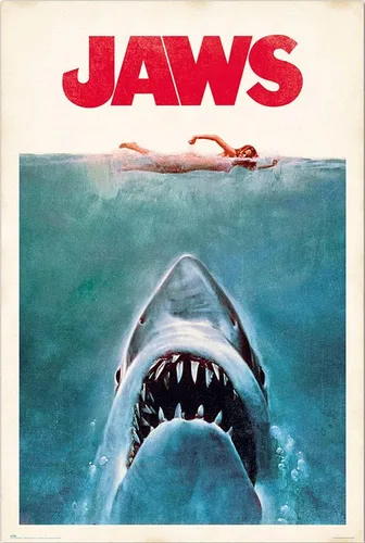 Vista 10 de Jaws - Póster de película (estilo regular, retro, vintage, tamaño: 24 x 36 pulgadas) (póster laminado)