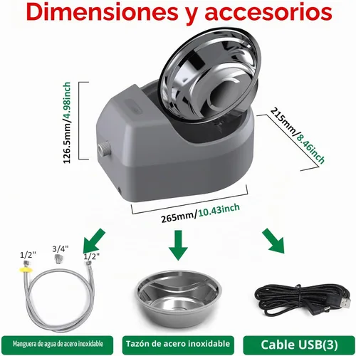 Vista 5 de Fuente de agua para perros, dispensador de agua de llenado automático para perros, fuente USB, fuente de reposición automática para perros