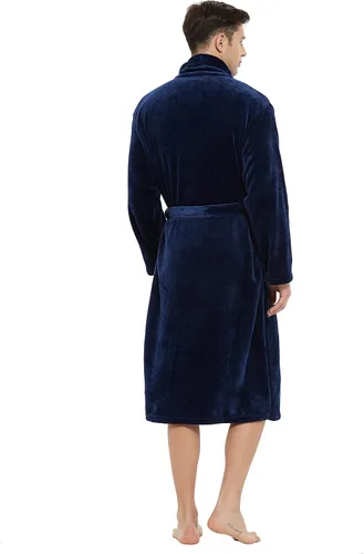 Vista 2 de U2SKIIN Mens Fleece Robe Plush Collar Shawl Bathrobe