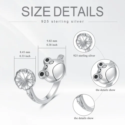 Vista 4 de Anillo de plata de ley para ansiedad de rana, serpientegato