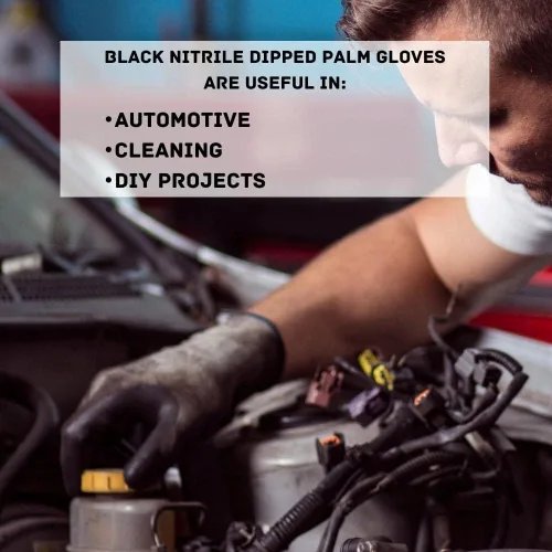 Vista 4 de PackagingSuppliesByMail PSBM Nitrile Coated Safety Work Gloves, Dipped Coating For Grip With Breathable Backing